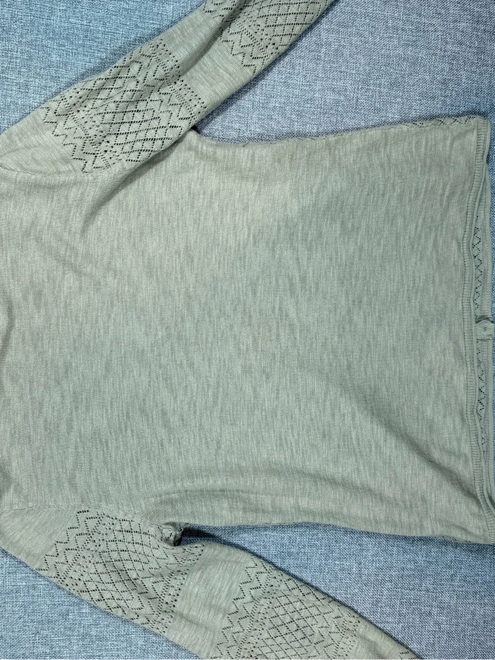 FRYE Sage Cream Pointelle V-Neck Button Cardigan